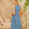 Women's Summer Sleeveless Tank Dress A Line Midi Dress Eyelet Crewneck Casual Holiday Dress with Pockets