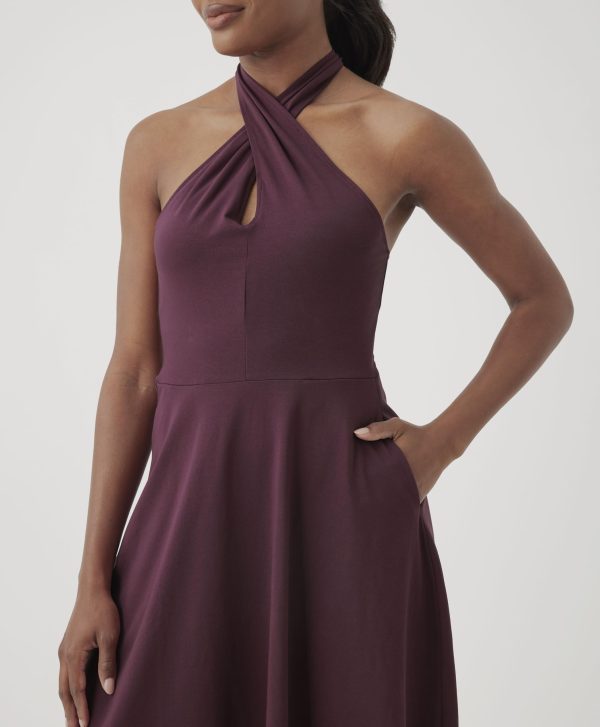 Organic Cotton Women's Fit & Flare Halter Dress