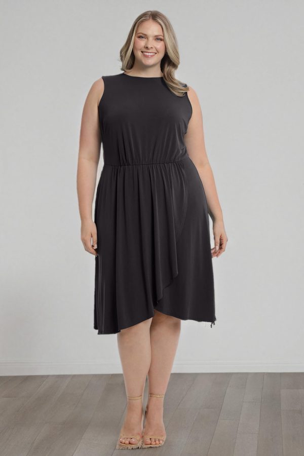 Women's Sleeveless Jewel Neck Asymmetric Hem Midi Casual Summer Fun Vacation