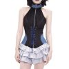 Women’s O-Neck Lace-Up Slim Dress - Sleeveless Patchwork Summer Party Outfit