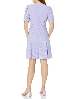 71IJ45iTF9L.jpg Women's V-Neck Smocked Waist Fit and Flare Dress Casual Summer Vacation Easy to Wear