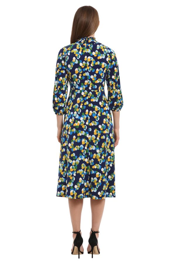 Women's Mini Ruffle Smocked Mock Neck Midi Dress