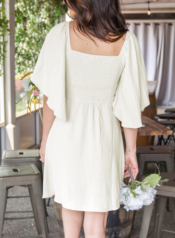 Womens Dresses 2025 Spring Summer Deep V Neck Elegant Bow tie Mini Dress S-XL