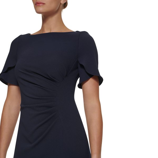 71ZggsrbyIL.jpg womens S/S Button Sleeve Sheath With Side Ruch