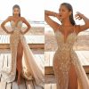 71arYXj-hOL.jpg Women Summer Bridesmaid Evening Dress Mesh Hollow Cocktail Party Sundresses Sleeveless V Neck Split Long Wedding Dress
