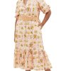 71c5BQPDWuL.jpg Women's Plus Size Dress - Anna Tropics Print Sleeved