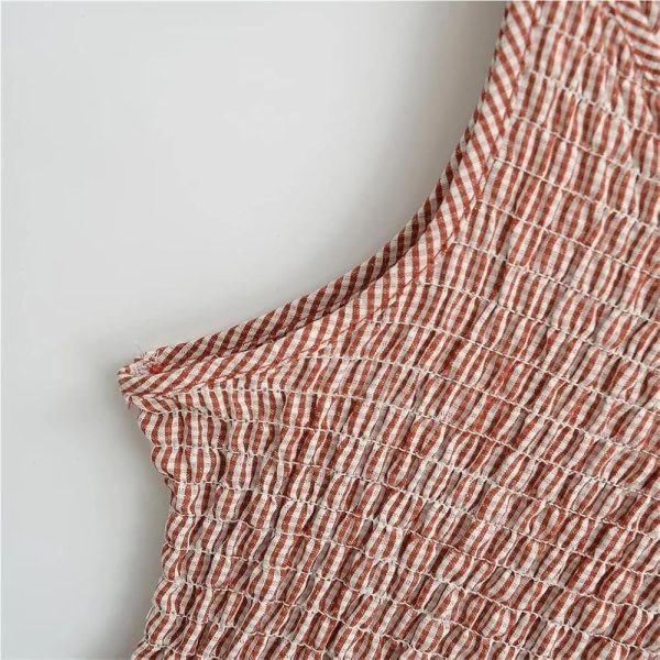 71dMqXWt2LL.jpg Smocked Bodice Midi Dress Women Sleeveless Textured Pattern Summer Casual Skirt for Daily Vacation Outfits