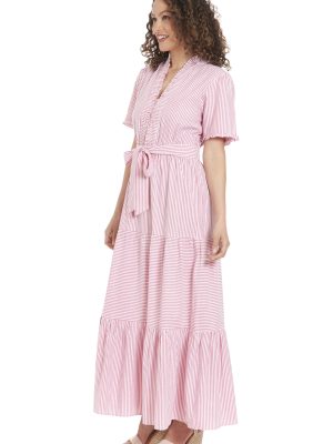 71dZUF0yEmL.jpg Women's Ruffle Neck Tiered Maxi with Sash