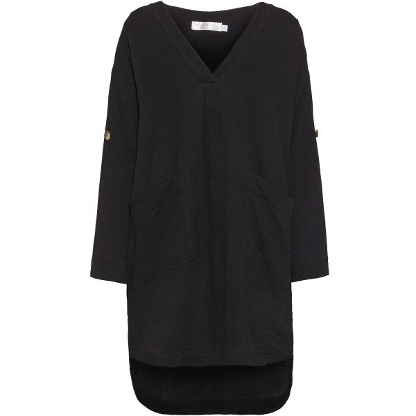 Women's V Neck Cover Up Dress with Roll Sleeves