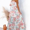 Womens Strapless Dresses Casual Summer High Waist Side Split Flowy Boho Maxi Dress