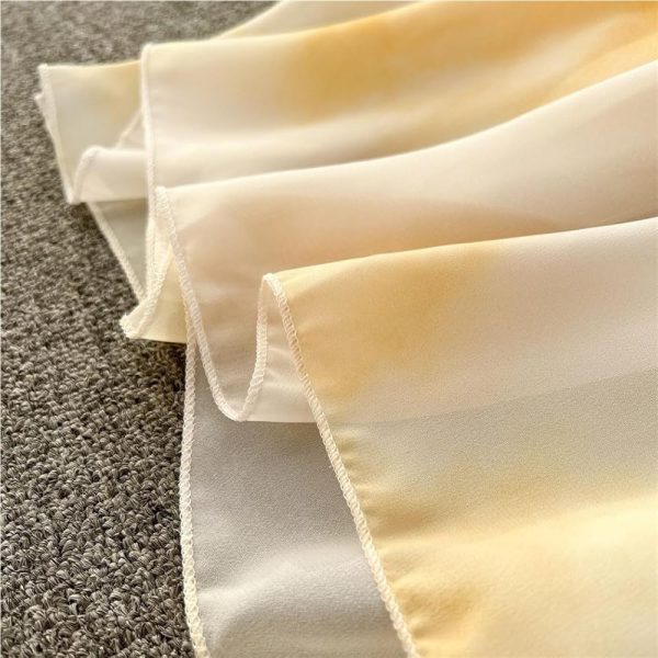 71kod907a1L.jpg Tie-Dye Chiffon Dress Women Long Spaghetti Strap Backless Ruffles Tiered Yellow Summer Beach Party Maxi Dress