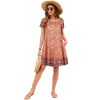 Women's Summer Dresses 2025 Beach Boho Sundress Short Sleeve Loose Casual Tshirt Dress with Pockets