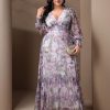Spring Summer 2024 Plus Size Womens Dresses V Neck Casual Elegant Ruffle Sleeve Floral Print Layer Hem Long Maxi Dress