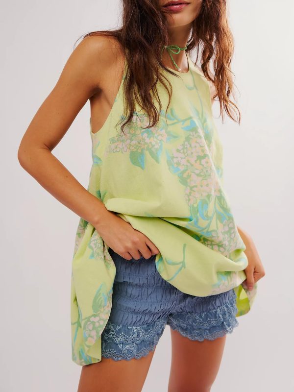 71ntREqub6L.jpg Floral Sleeveless Backless Mini Dress for Women Summer Loose Swing Flowy Sundress with Pockets