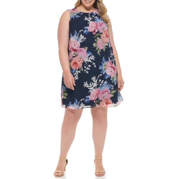 71oaJnwrLKL.jpg Women's Sleeveless Printed Chiffon Shift Mini Dress