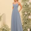 Women's Spaghetti Straps Bridesmaid Dresses with Silt Long Formal Party Dress with Pockets 2024