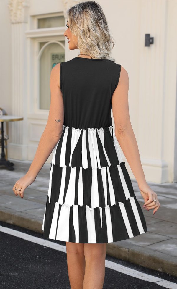 Womens Dresses V Neck Sleeveless Spaghetti Strap with O Ring A Line Tiered Smocked Casual Flowy 2025 Beach Mini Dress