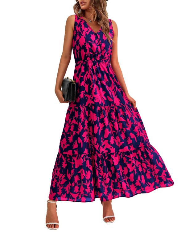 71pvJ03JYhL.jpg Women Summer Dresses Casual Sleeveless Maxi Dresses Cute Floral Long Dress Wedding Guest Dress