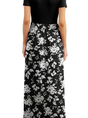 Women's Short Sleeve Maxi Dresses Casual Long Dresses with Pockets