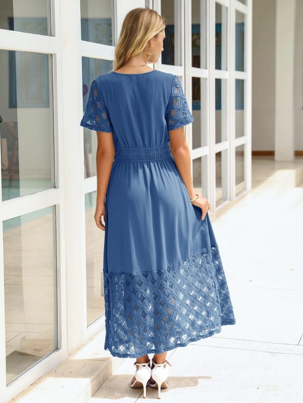 71vS8BMJcKL.jpg Simplee Womens 2025 Summer Boho Maxi Dress V Neck Empire Waist Long Flowy Dresses with Pockets