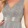 Women's Vintage V Neck Irregular Hem Lace A Line Chiffon Cocktail Dresses 00207