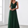 Women's V-Neck High Wasit Glitter Maxi Evening Dress 07764-USA