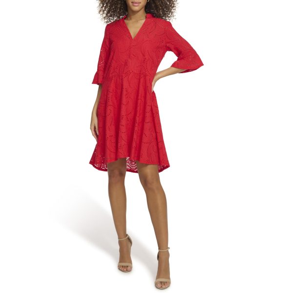 71x-SmPEyzL.jpg Women's 1/4 Sleeve V-Neck A-line Mini Dress