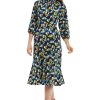 Women's Mini Ruffle Smocked Mock Neck Midi Dress
