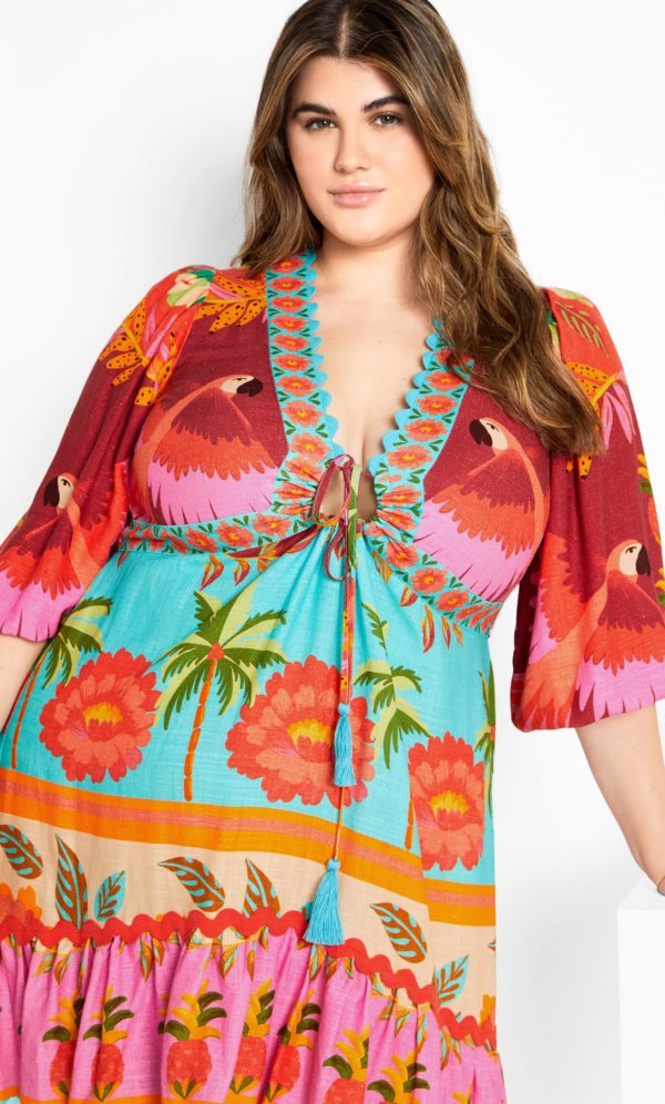 Women's Plus Size Cabana Mini Placement Dress