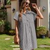 813E2CZKj4L.jpg Womens Button Down Shirt Dress Summer Cotton Linen Dress V-Neck Mini Dress Casual Short Sleeve Loose Tunic Dresses