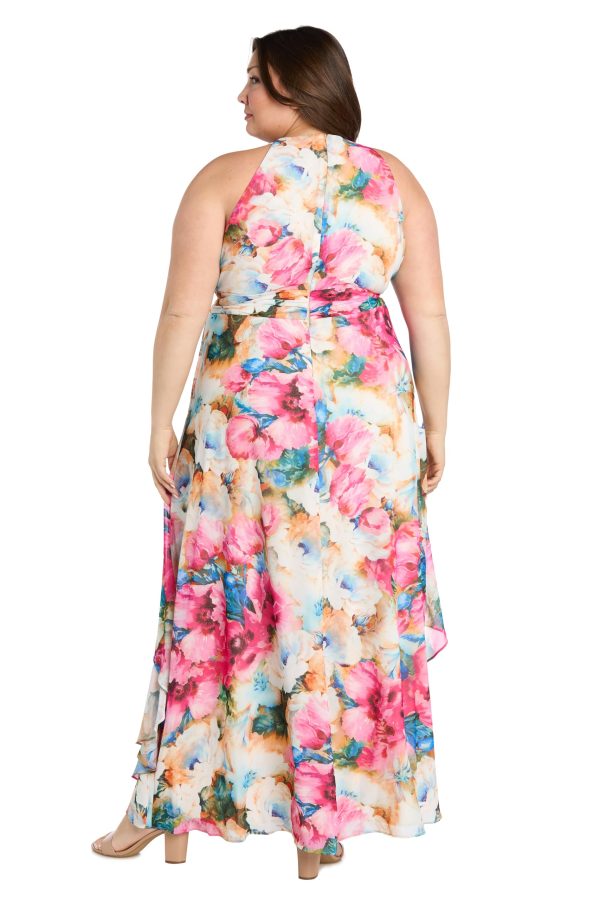 814JwEm8diL.jpg Flowing Watercolor Floral Halter Maxi Dress W/Tiered Ruffle Hem
