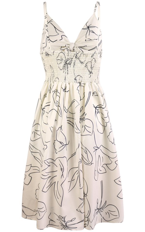 817SRK3yZDL.jpg Women 2025 Summer Dresses Tie Front V-Neck Spaghetti Strap Button Down A-Line Backless Swing Midi Dress