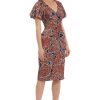 Women's Floral Printed V-Neck Empire Waist Midi Dress