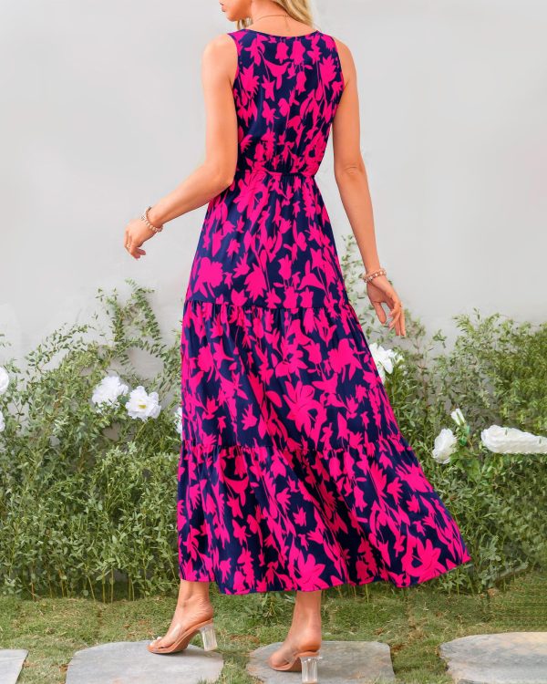 81AuuzJg7xL.jpg Women Summer Dresses Casual Sleeveless Maxi Dresses Cute Floral Long Dress Wedding Guest Dress