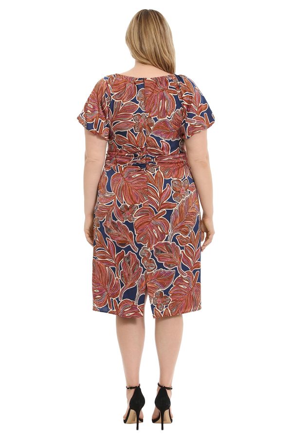Women's Floral Printed V-Neck Empire Waist Midi Dress