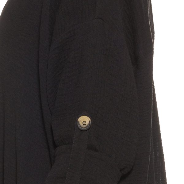 Women's V Neck Cover Up Dress with Roll Sleeves