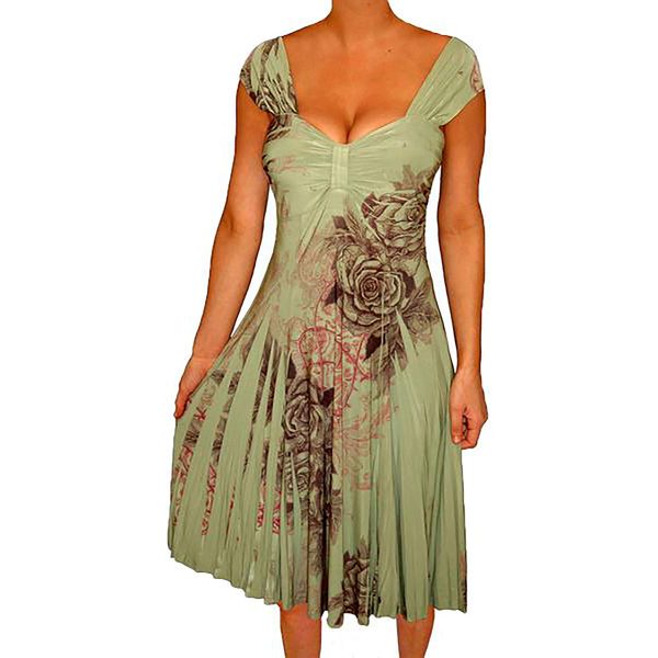 81GYBh8GF8L.jpg Plus Size Women Empire Waist A Line Slimming Cocktail Dress Made in USA