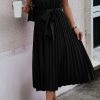81GuFElBeFL.jpg Womens Casual Midi Dresses Solid V Neck Short Sleeve Button Shirt Belted Dress with Pockets for Spring Summer 2025