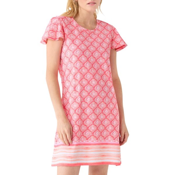 81HTdht3WL.jpg Ruffle Short Sleeve Dress - 50+ UPF Sun Protection Resort Wear, Casual Sun Dress