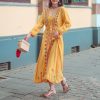 Summer Scoop Neckline Long Sleeves Bow Blet Vacation Travel Hooded Maxi Dress