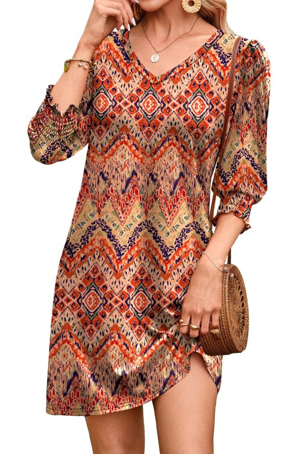 Women's Summer Dresses 3/4 Puff Sleeve Casual Sundress Dress with Pockets Beach Vacation 2025 Fashion