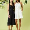 Women's Square Neck Midi Linen Rayon A-line Sleeveless Tailored Summer Wedding Guest Cocktail Dress
