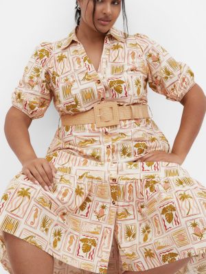 Women's Plus Size Dress - Anna Tropics Print Sleeved