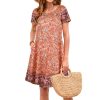 Women's Summer Dresses 2025 Beach Boho Sundress Short Sleeve Loose Casual Tshirt Dress with Pockets