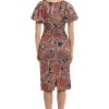 Women's Floral Printed V-Neck Empire Waist Midi Dress