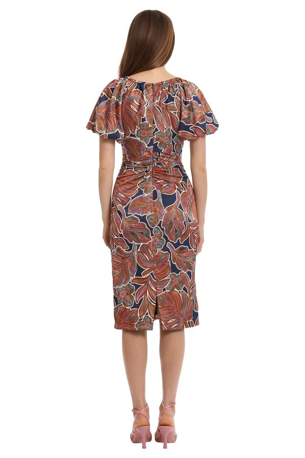 Women's Floral Printed V-Neck Empire Waist Midi Dress