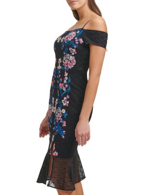 Women's Textured Knit Off The Shoulder Midi Dress, Sand Multi, 9