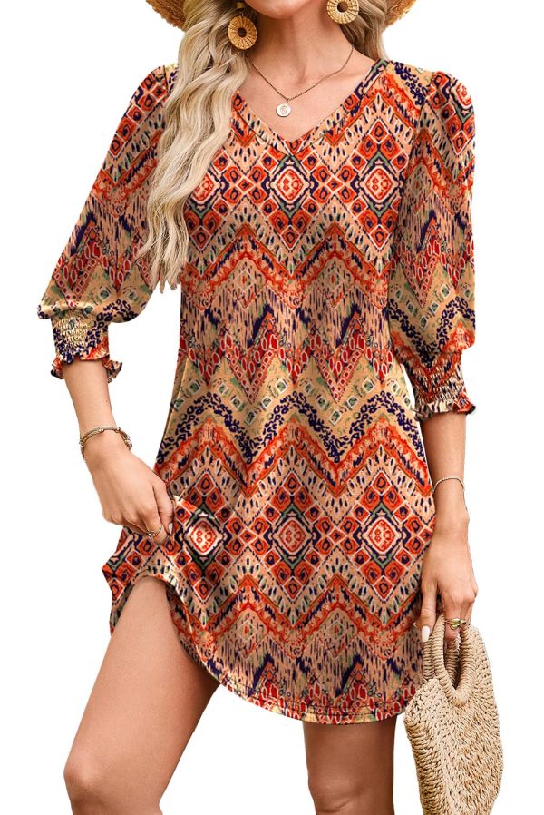 Women's Summer Dresses 3/4 Puff Sleeve Casual Sundress Dress with Pockets Beach Vacation 2025 Fashion