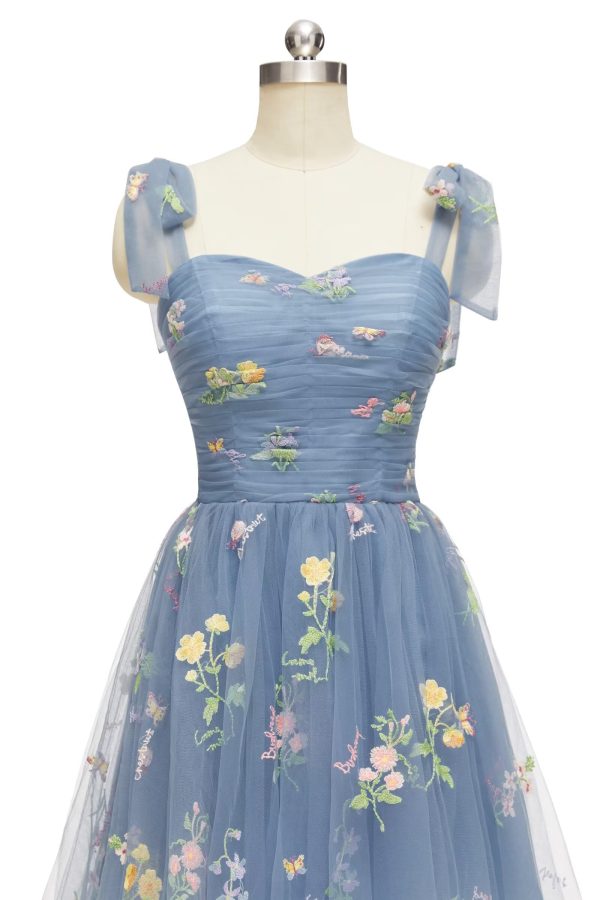 81j9hCK0hYL.jpg Short Homecoming Dresses for Teens Flower Embroidery Tulle Spaghetti Strap Knee Length Daisy Floral Prom Dresses