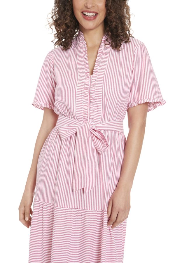 Women's Ruffle Neck Tiered Maxi with Sash